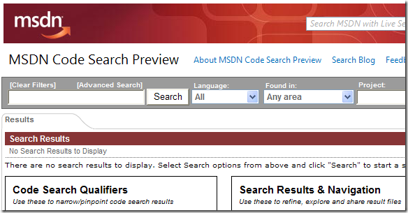 MSDN Code Search Preview