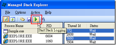 Managed Stack Explorer -> Start Stack Logging