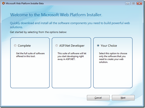 Microsoft Web Platform Installer Beta