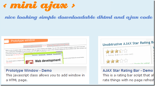 MiniAjax.com / A showroom of nice looking simple downloadable DHTML and AJAX scripts