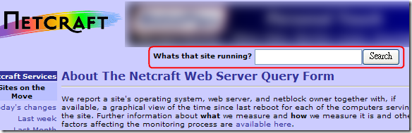 The Netcraft Web Server Query Form
