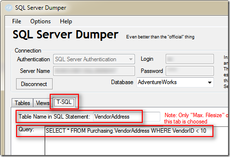 SQL Dumper 自訂輸出條件