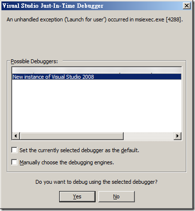 Visual Studio Just-In-Time Debugger