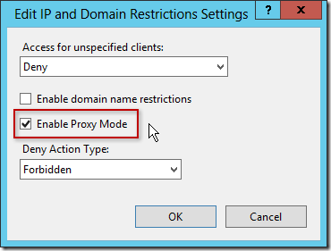 Edit IP and Domain Restrictions Settings - Enable Proxy Mode