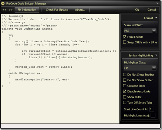 Code Snippet With Syntaxhighlighter Support for Windows Live Writer 5.0.2