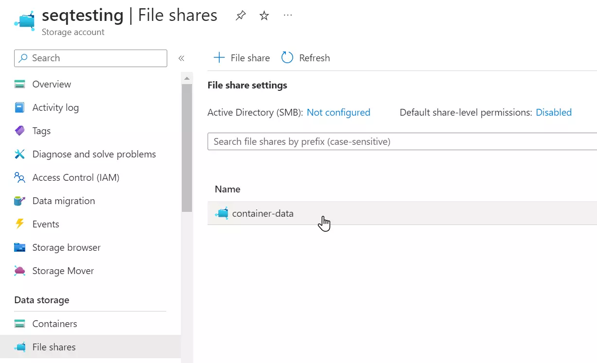 Storage account - File share