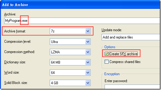7-zip: Add to Archive
