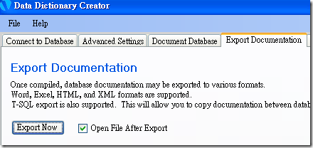 到 Export Documentation 就可以輸出文件