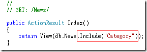 return View(db.News.Include("Category"));