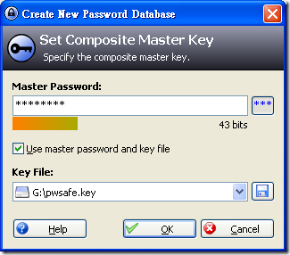 KeePass Password Safe - Create New Password Database - Set Composite Master Key