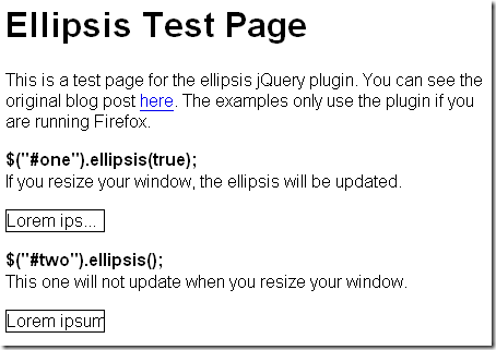 Ellipsis Test Page