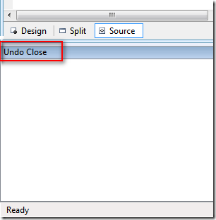 PowerCommands for VS2008 的 Undo Close 工具視窗